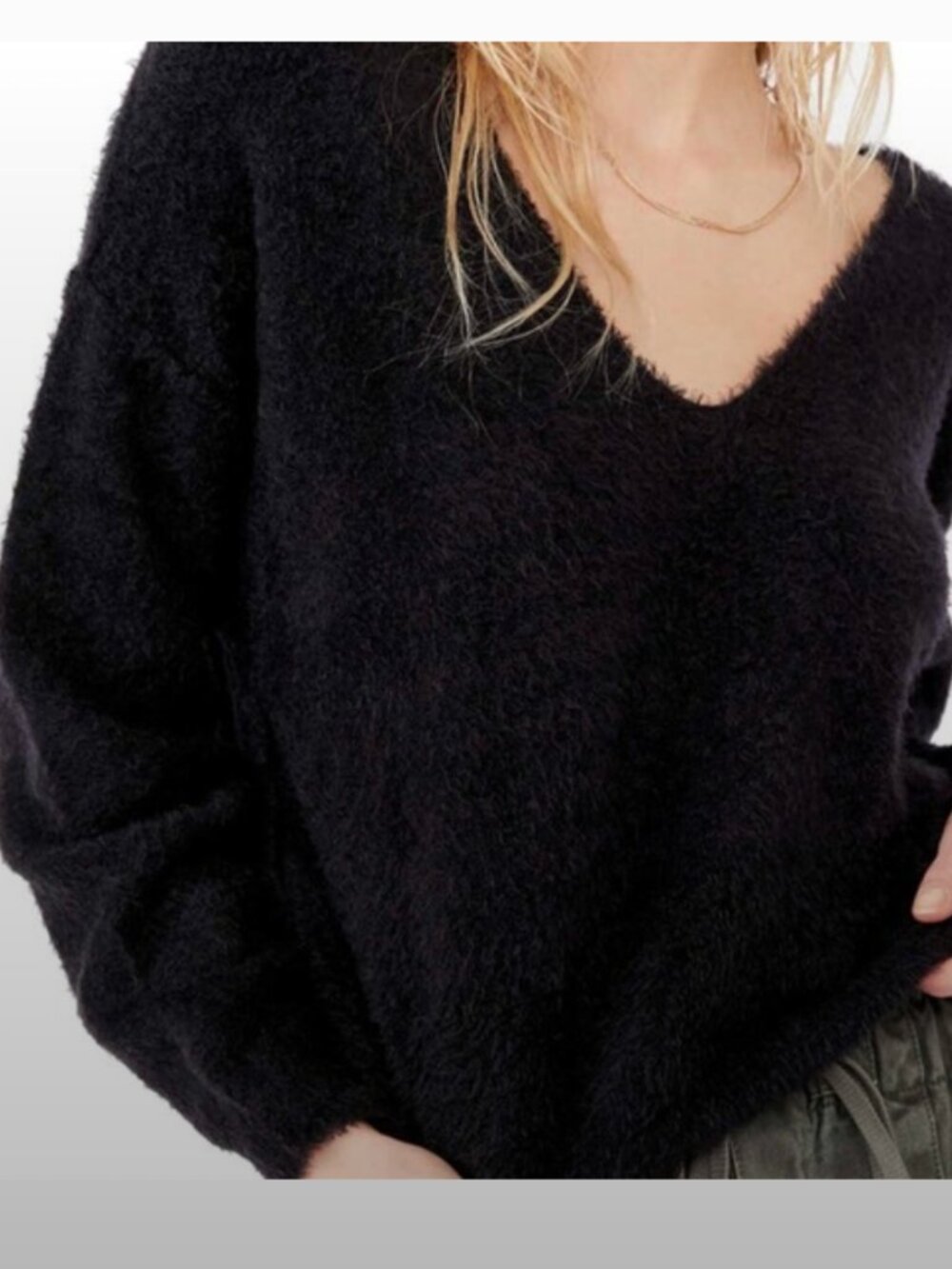 Free People Black V-Neck Sweater